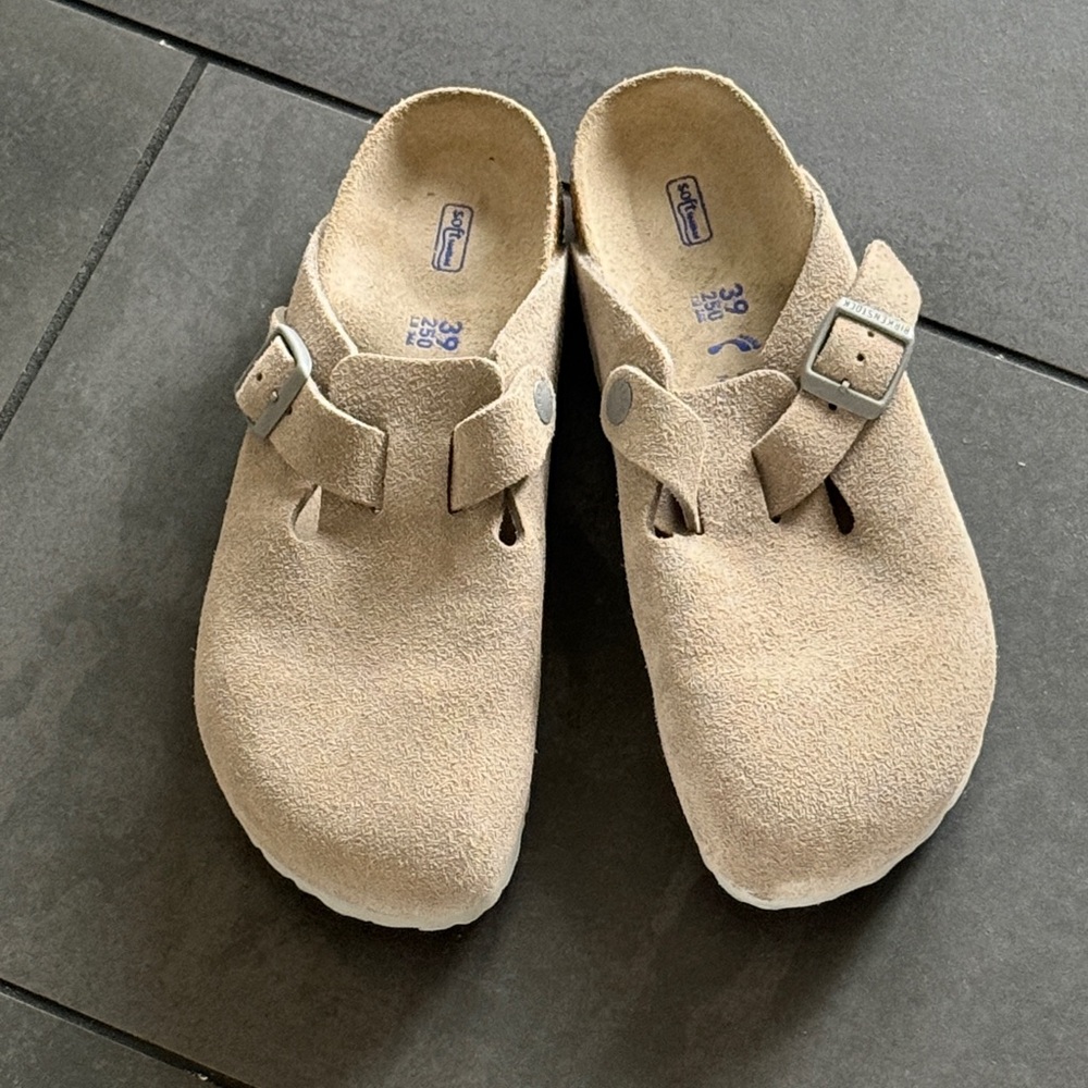 Birkenstock Boston Suede Shoes - Grey